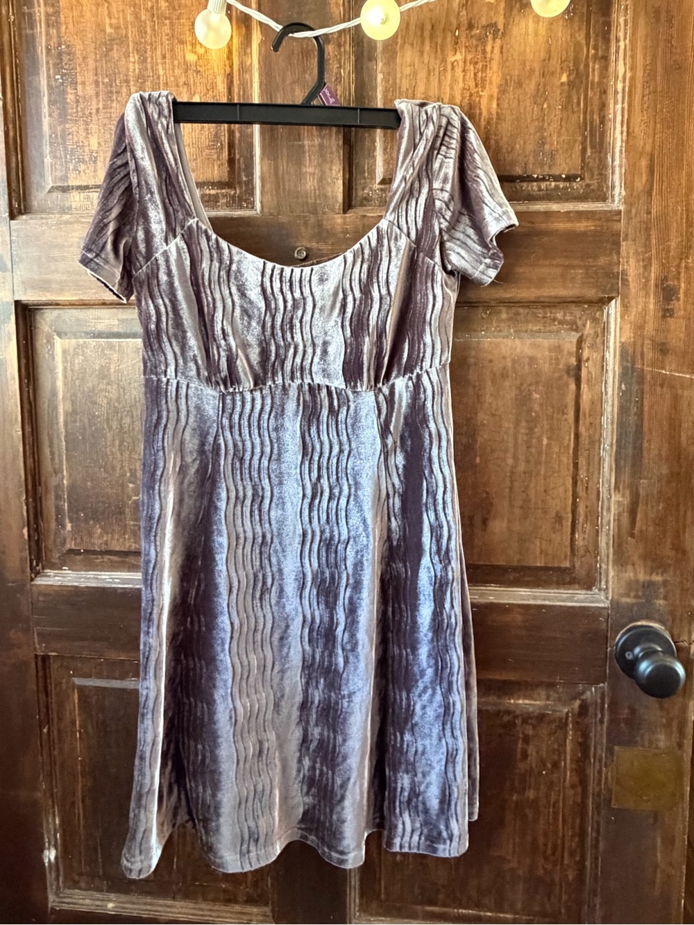 Velvet Scoop Neck Short Sleeve Dress in Mauve